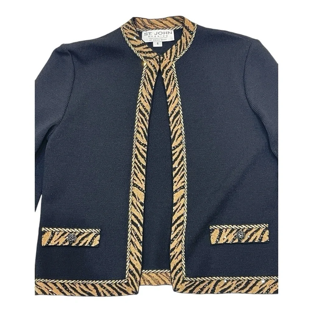 St.John Evening by Marie Gray, Gold and Black Jacket Women’s size 4 - Picture 2 of 13